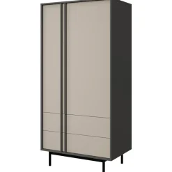 Armadio 93x195 cm 2 ante 2 cassetti antracite beige Essenzia