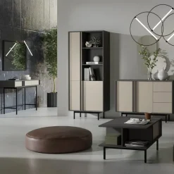 Armadio 93x195 cm 2 ante 2 cassetti antracite beige Essenzia