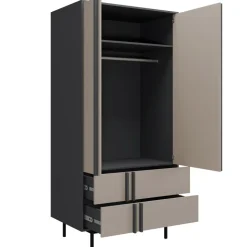 Armadio 93x195 cm 2 ante 2 cassetti antracite beige Essenzia