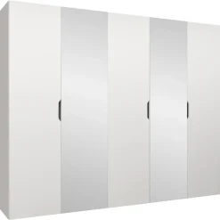 Armadio 250x202 cm 5 ante con specchio bianco opaco Valencia