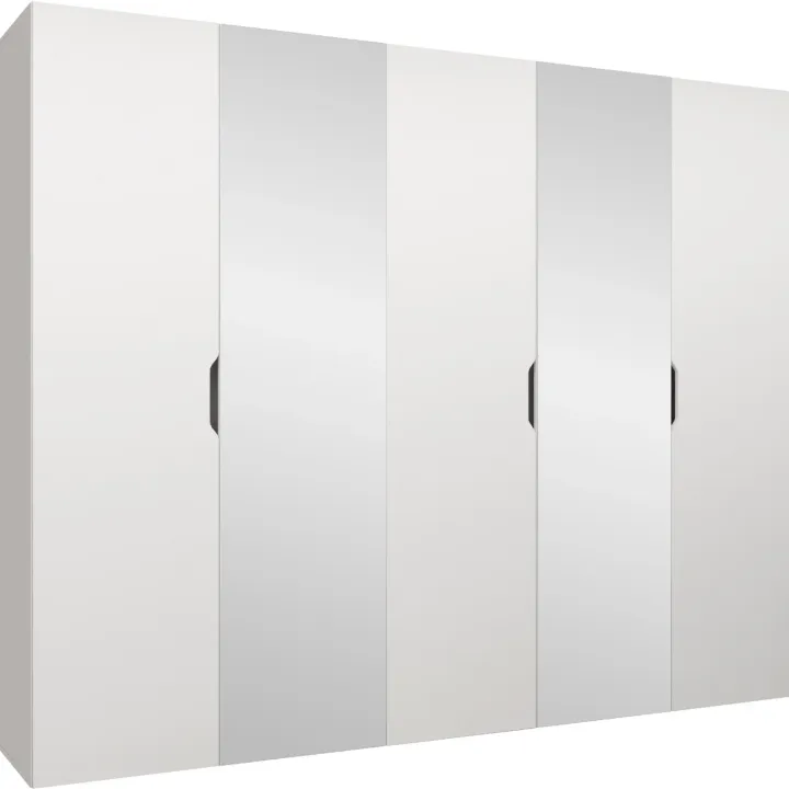 Armadio 250x202 cm 5 ante con specchio bianco opaco Valencia