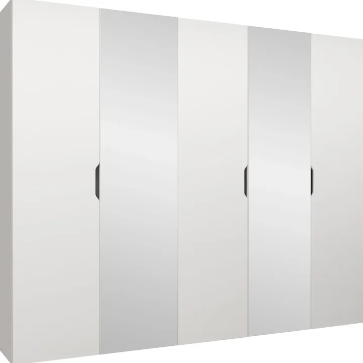 Armadio 250x202 cm 5 ante con specchio bianco opaco Valencia