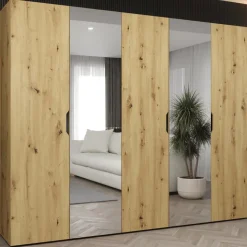 Armadio 250x202 cm 5 ante con specchio rovere Valencia