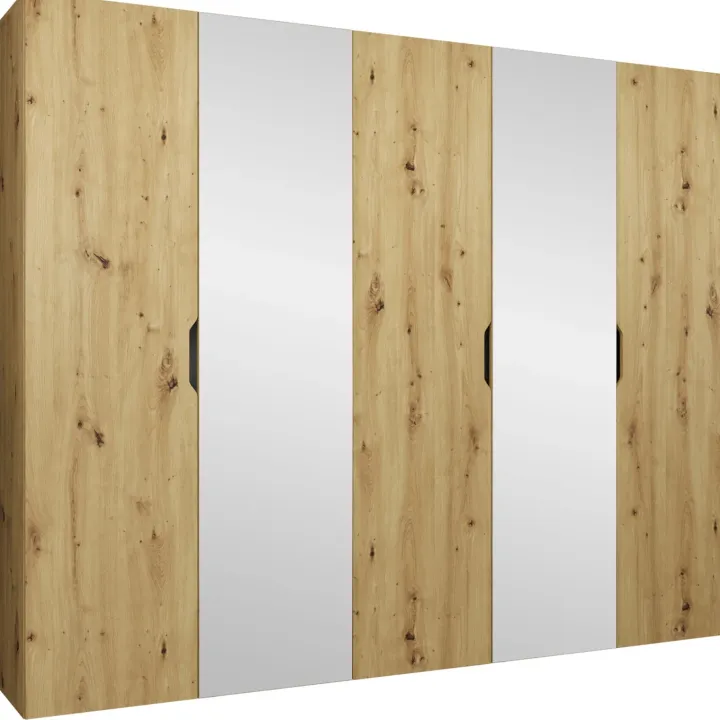 Armadio 250x202 cm 5 ante con specchio rovere Valencia