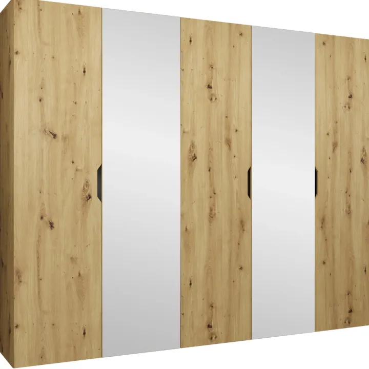 Armadio 250x202 cm 5 ante con specchio rovere Valencia