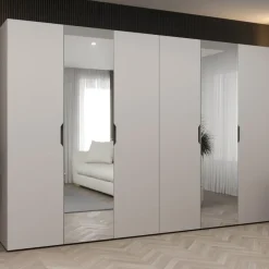 Armadio 300x202 cm 6 ante con specchio beige cashmere Valencia