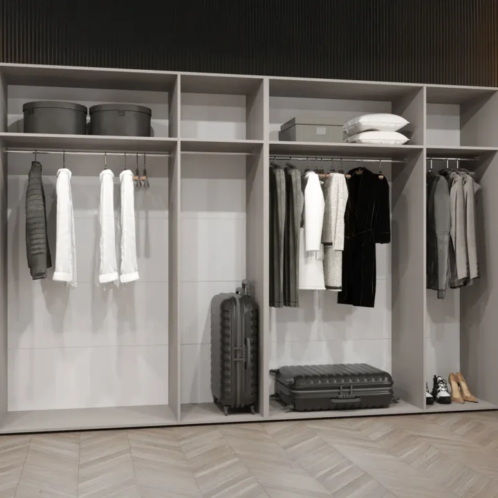 Armadio 300x202 cm 6 ante con specchio beige cashmere Valencia