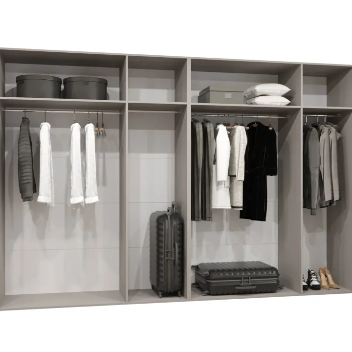 Armadio 300x202 cm 6 ante con specchio beige cashmere Valencia