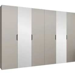 Armadio 300x202 cm 6 ante con specchio beige cashmere Valencia