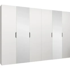 Armadio 300x202 cm 6 ante con specchio bianco opaco Valencia