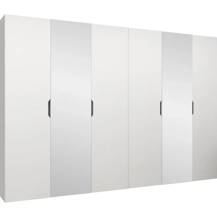 Armadio 300x202 cm 6 ante con specchio bianco opaco Valencia