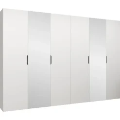Armadio 300x202 cm 6 ante con specchio bianco opaco Valencia