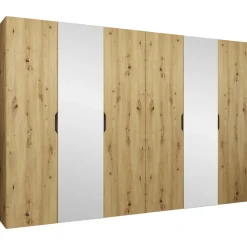 Armadio 300x202 cm 6 ante con specchio rovere Valencia