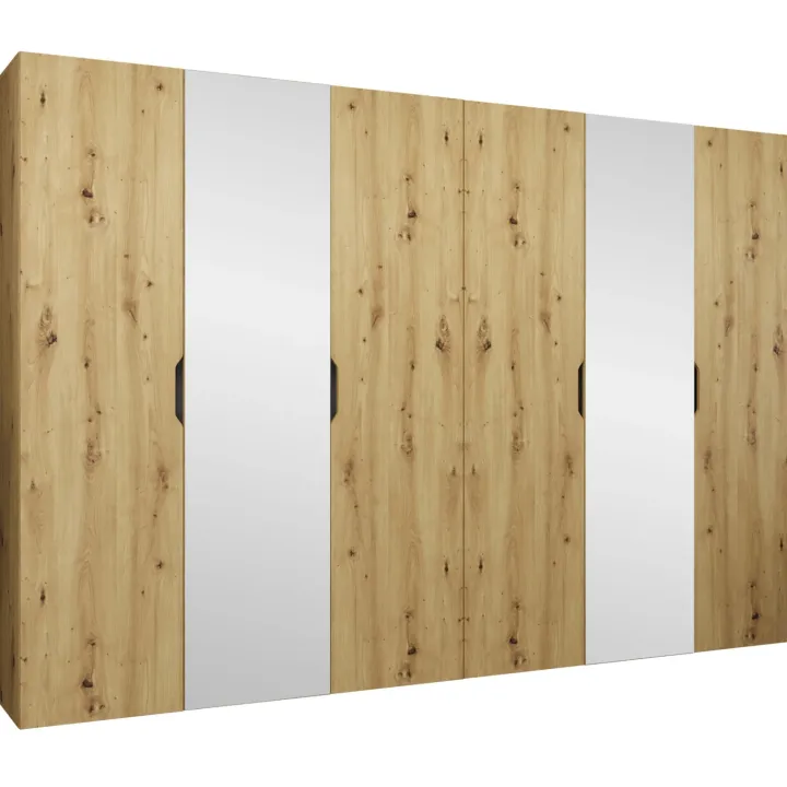 Armadio 300x202 cm 6 ante con specchio rovere Valencia