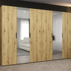 Armadio 300x202 cm 6 ante con specchio rovere Valencia