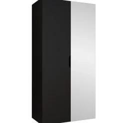 Armadio 100x202 cm 2 ante con specchio nero opaco Valencia