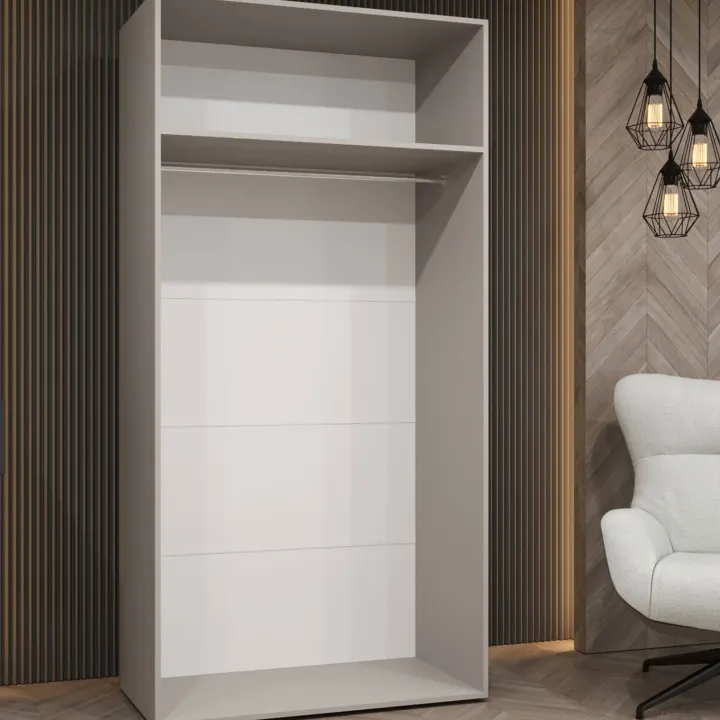 Armadio 100x202 cm 2 ante con specchio beige cashmere Valencia