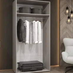 Armadio 100x202 cm 2 ante con specchio beige cashmere Valencia