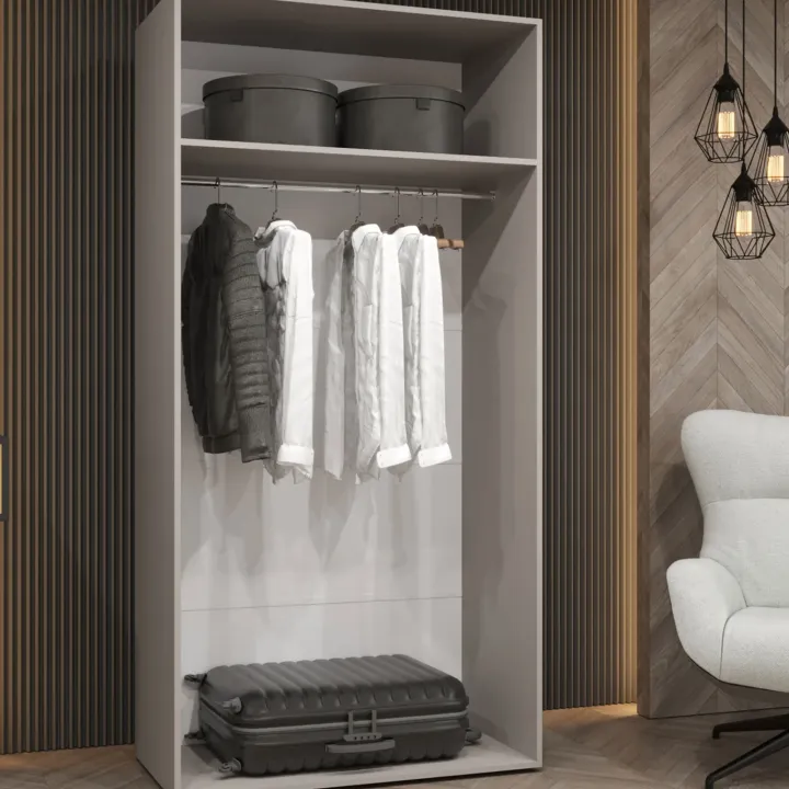 Armadio 100x202 cm 2 ante con specchio beige cashmere Valencia