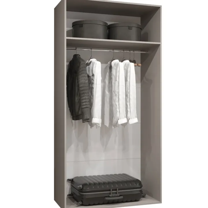 Armadio 100x202 cm 2 ante con specchio beige cashmere Valencia