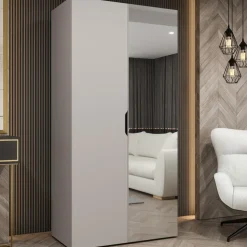 Armadio 100x202 cm 2 ante con specchio beige cashmere Valencia