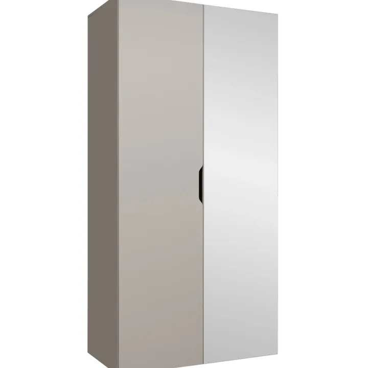 Armadio 100x202 cm 2 ante con specchio beige cashmere Valencia