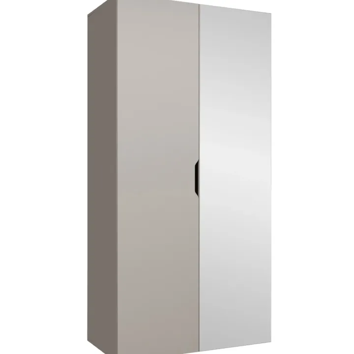 Armadio 100x202 cm 2 ante con specchio beige cashmere Valencia
