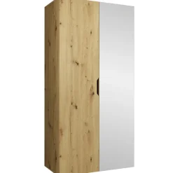 Armadio 100x202 cm 2 ante con specchio rovere Valencia