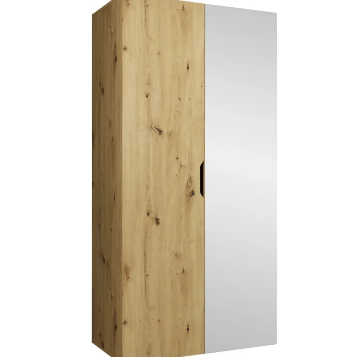 Armadio 100x202 cm 2 ante con specchio rovere Valencia