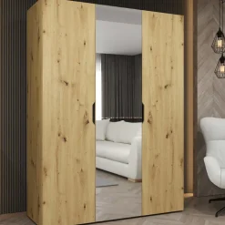 Armadio 150x202 cm 3 ante con specchio rovere Valencia