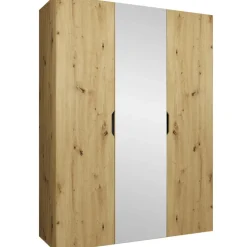 Armadio 150x202 cm 3 ante con specchio rovere Valencia