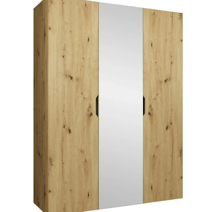 Armadio 150x202 cm 3 ante con specchio rovere Valencia