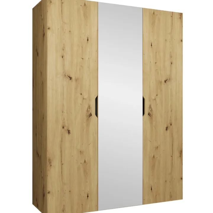Armadio 150x202 cm 3 ante con specchio rovere Valencia