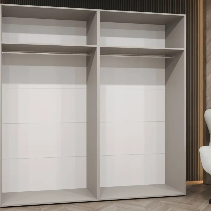 Armadio 200x202 cm 4 ante con specchio beige cashmere Valencia