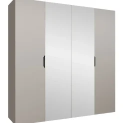 Armadio 200x202 cm 4 ante con specchio beige cashmere Valencia