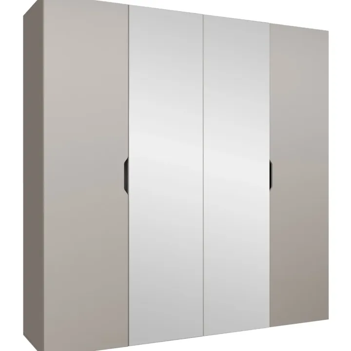 Armadio 200x202 cm 4 ante con specchio beige cashmere Valencia