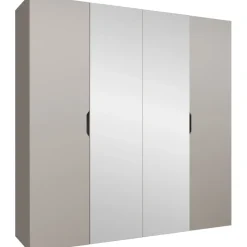 Armadio 200x202 cm 4 ante con specchio beige cashmere Valencia