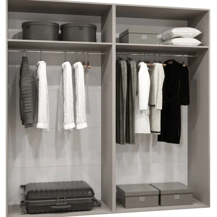 Armadio 200x202 cm 4 ante con specchio beige cashmere Valencia