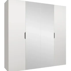 Armadio 200x202 cm 4 ante con specchio bianco opaco Valencia