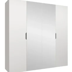 Armadio 200x202 cm 4 ante con specchio bianco opaco Valencia