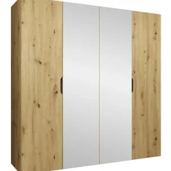 Armadio 200x202 cm 4 ante con specchio rovere Valencia