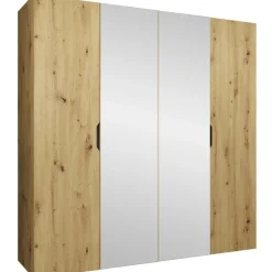 Armadio 200x202 cm 4 ante con specchio rovere Valencia