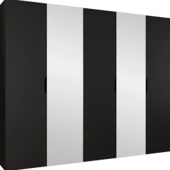 Armadio 250x202 cm 5 ante con specchio nero opaco Valencia