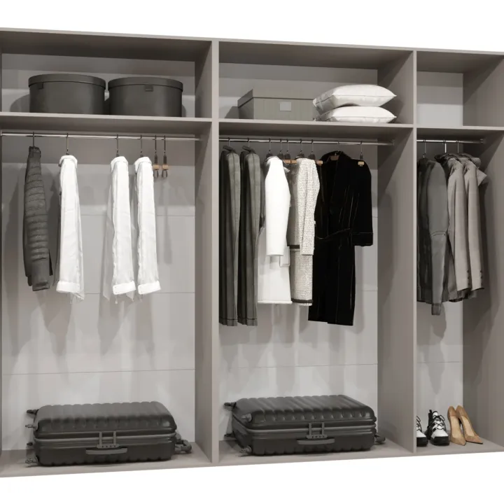 Armadio 250x202 cm 5 ante con specchio beige cashmere Valencia
