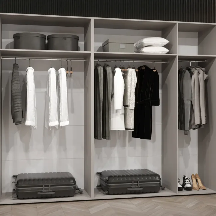 Armadio 250x202 cm 5 ante con specchio beige cashmere Valencia