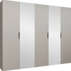 Armadio 250x202 cm 5 ante con specchio beige cashmere Valencia