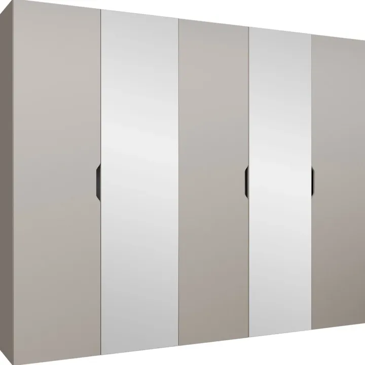 Armadio 250x202 cm 5 ante con specchio beige cashmere Valencia