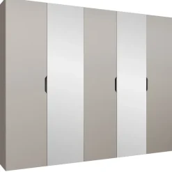 Armadio 250x202 cm 5 ante con specchio beige cashmere Valencia