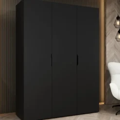 Armadio 150x202 cm 3 ante nero opaco Valencia