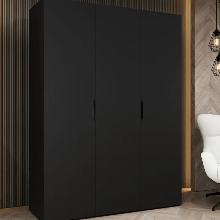 Armadio 150x202 cm 3 ante nero opaco Valencia